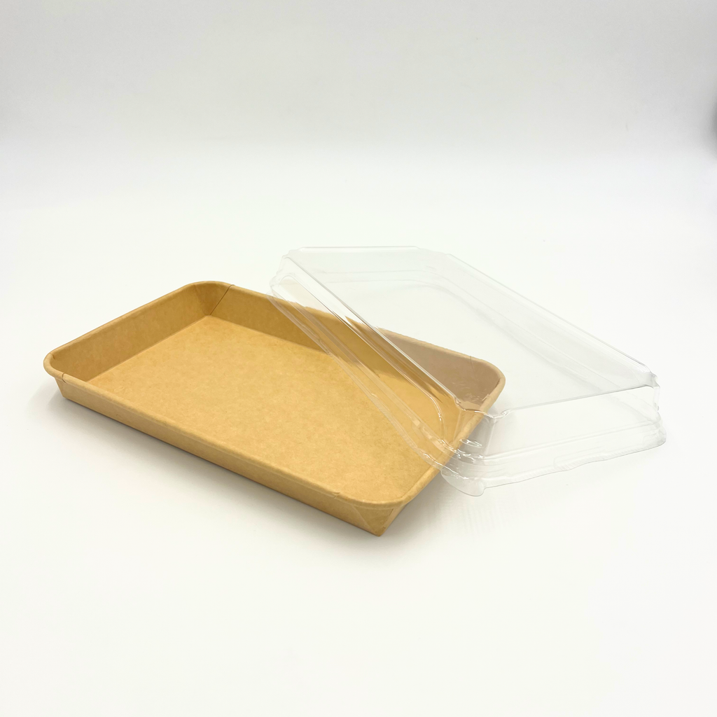 Anwendungsbeispiel: Sushi in kraftbrauner Take-away-Schale mit passgenauem Klarsichtdeckel